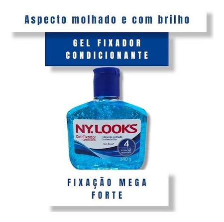 Imagem de Gel Fixador Ny.looks Mega Forte Fator 4 Azul 240g ( 3 Unidades )