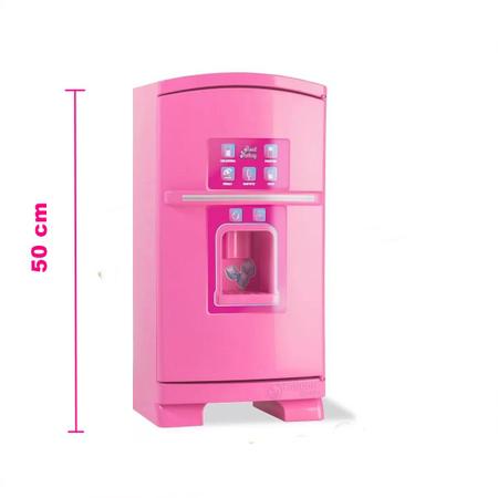 Imagem de Geladeira Cozinha Brinquedo Infantil Grande Rosa 50cm