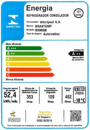 Imagem de Geladeira Frost Free Duplex Brastemp 462 litros Branca com Turbo Control - BRM56BB