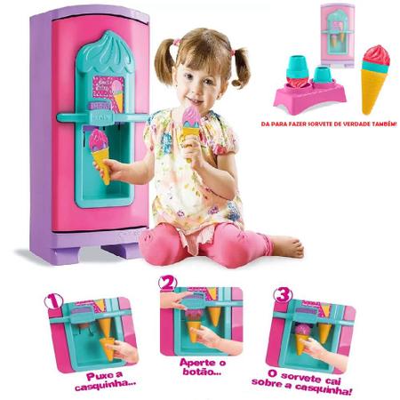 Brinquedo Infantil Geladeira Divertida Gela Sorvetinho Menina Sweet Fantasy  Faz Sorvete de Verdade +3 anos Cardoso Toys - Baby&Kids