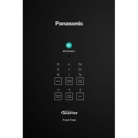 Imagem de Geladeira Panasonic Inverter Black Glass Frost Free 425 Litros Preto 110V NR-BB53GV3BA