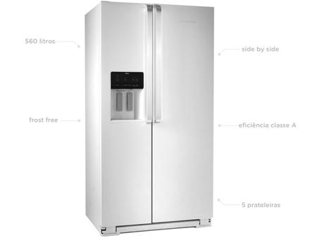 Geladeira/Refrigerador Brastemp Frost Free Side by - Side 560L BRS62 com  Dispenser de Água BRS62 CBANA - Geladeira / Refrigerador Side by Side -  Magazine Luiza