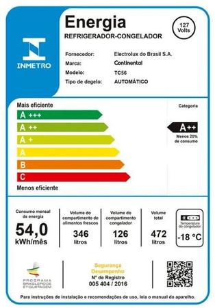 Imagem de Geladeira/Refrigerador Continental Frost Free Duplex Branca 472 Litros (TC56)