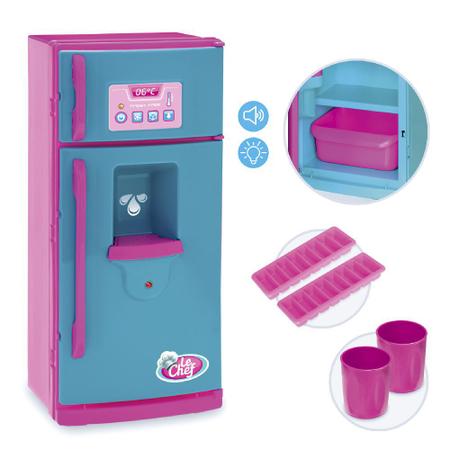 Imagem de Geladeira Refrigerador de Brinquedo c/ Som e Luz Le Chef + Acessórios - Usual Brinquedos