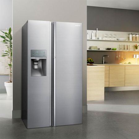 Imagem de Geladeira / Refrigerador Samsung Inox Side by Side 765L Dispenser de Água Food Show Case RH77H90507H