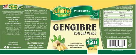 Imagem de GENGIBRE + Chá Verde, Silício, Biotina 120 Comp UNILIFE