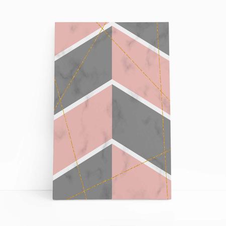 Imagem de Geométrico Rosa Cinza e Branco Quadro Canvas 60x40cm