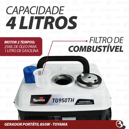Imagem de Gerador De Energia Portátil À Gasolina 850w Monofásico TG950TH Toyama