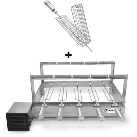 Espeto Giratório Elétrico com Tridente Inox e Cesto - Espetos, Grelhas, e  Acessórios.