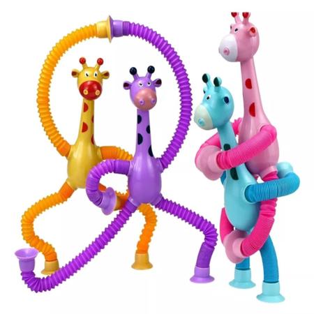 Imagem de Girafa Tiktok Estica Puxa e Gruda Led Brincadeira Criativa E Interativa Kit 4 Unidades
