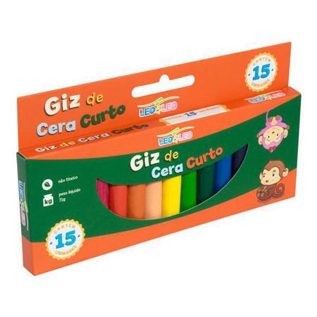 Giz de Cera Big Curto 15 Cores Leo e Leo