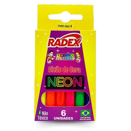 Imagem de Giz de Cera Fino 6 Neon Radex Heróis