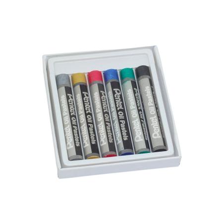 Imagem de Giz Pastel Oleoso PENTEL Metálico c/ 6 Cores