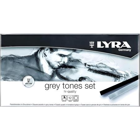 Imagem de Giz Pastel Seco Lyra Rembrandt Grey Tones Tons de Cinza Set 12 Cores