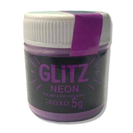 Imagem de Glitter Comestível Neon Roxo Corante Pó Para Decoração 5G