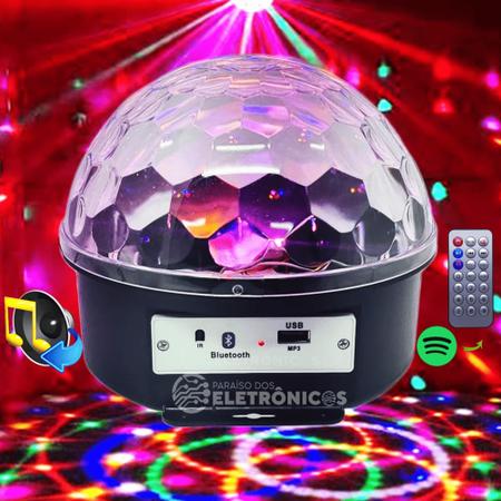 Imagem de Globo Bola Magica Jogo De Luz LED RGB Ritmo DJ Bluetooth USB MP3 Iluminação Para Festa GLM0909