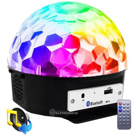 Imagem de Globo Bola Magica Jogo De Luz LED RGB Ritmo DJ Bluetooth USB MP3 Iluminação Para Festa GLM0909