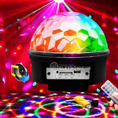 Imagem de Globo Bola Maluca Magica Cristal 6 LED 18W RGB USB Iluminação Para Festa LK306B6LED