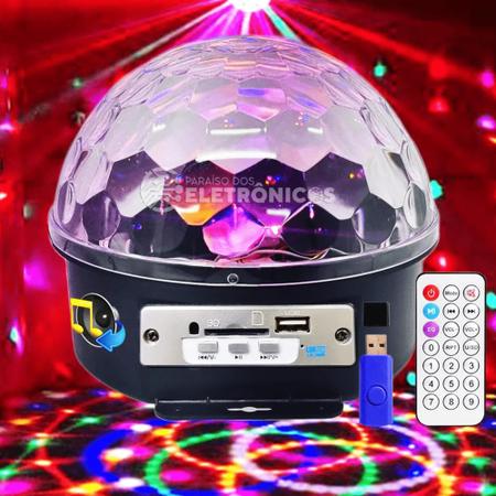Imagem de Globo Bola Maluca Magica Cristal 6 LED 18W RGB USB Iluminação Para Festa LK306B6LED