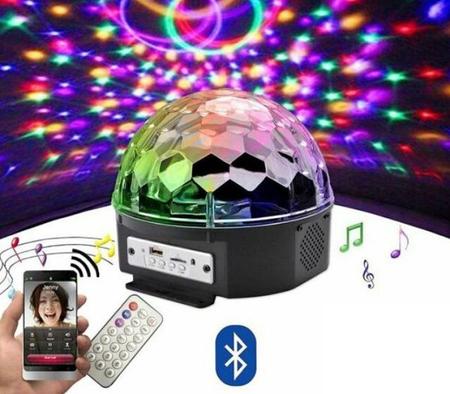 Imagem de Globo Colorido Bola Maluca Led Magic Cristal Som Bluetooth Controle Mp3 Luz Festa Dj 