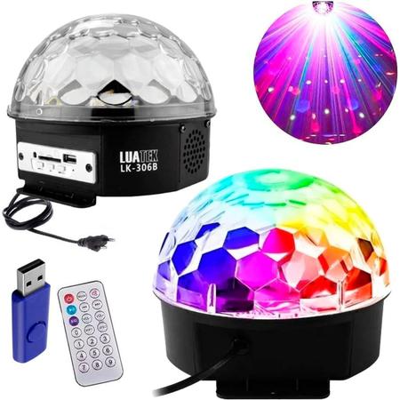 Bola Maluca LED Cristal RGB Jogo De Luz USB SD Festas Iluminação