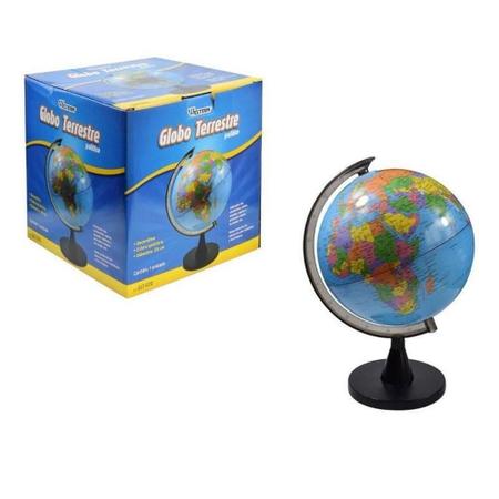 Globo Terrestre Político -30 Cm Diâmetro + Acompanha Mapa Mundi