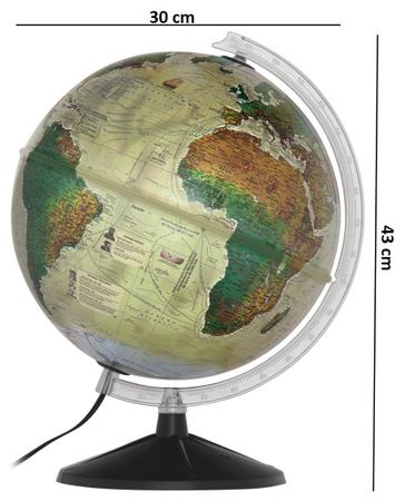 Imagem de Globo Terrestre Histórico Iluminado 30cm Libreria