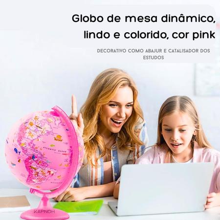 Imagem de Globo Terrestre Rosa Infantil Iluminado Led Pink Zoo 25 Cm