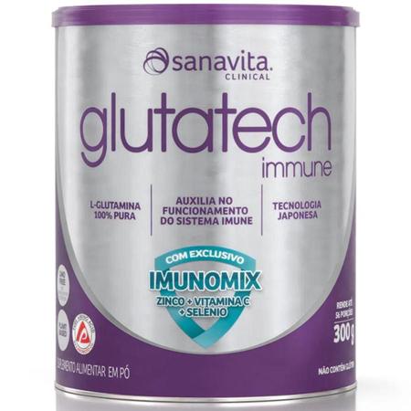 Imagem de Glutamina 100% Pura + Imunomix - Glutatech Immune 300g - Sanavita