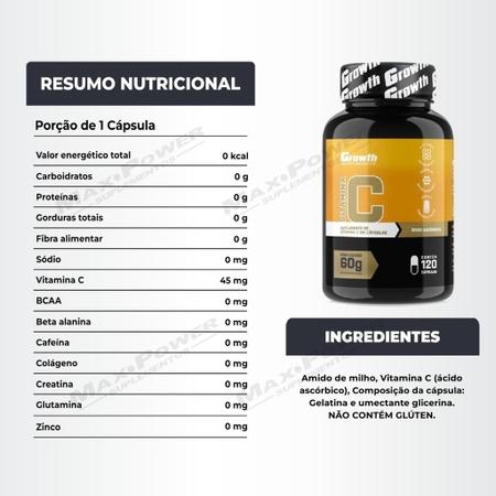 Imagem de Glutamina 300g Integral + Vitamina C 120 Caps Growth