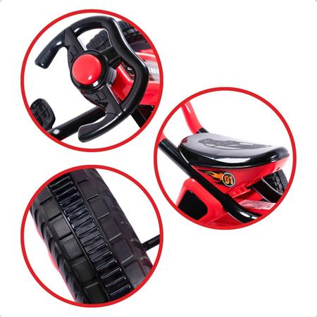 Imagem de Go Kart Vermelho Uni Toys Pedal e Passeio 2 em 1 Com Som Rodas Antiderrapante