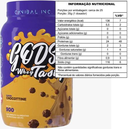 Imagem de Gods Whey Tasty Whey Protein 3W 900G Canibal Inc Chocottine