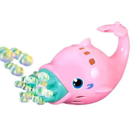 Imagem de Golfinho de Brinquedo Solta Bolinhas de Sabão Automático Rosa