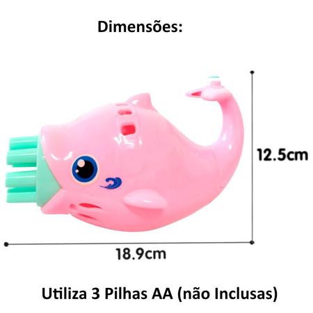 Imagem de Golfinho Rosa que Solta Bolhas de Sabão Elétrico Brinquedo Faz Bolinhas + 1L Liquido