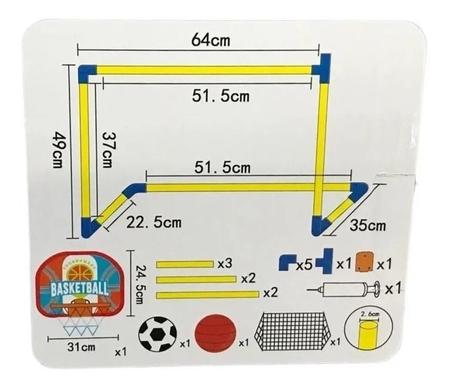 Jogo Infantil De Futebol E Basquete 2x1 C/ Gol Cesta E Rede