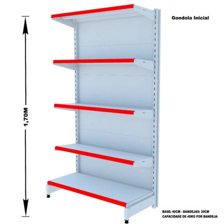 Imagem de Gondola Parede 170 Amapa Flex Kit 9 Metros 1 Canto Branco PE