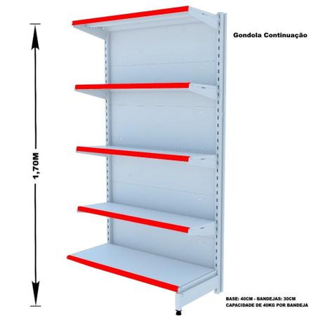 Imagem de Gondola Parede 170 Amapa Flex Kit 9 Metros Branco PE Vm