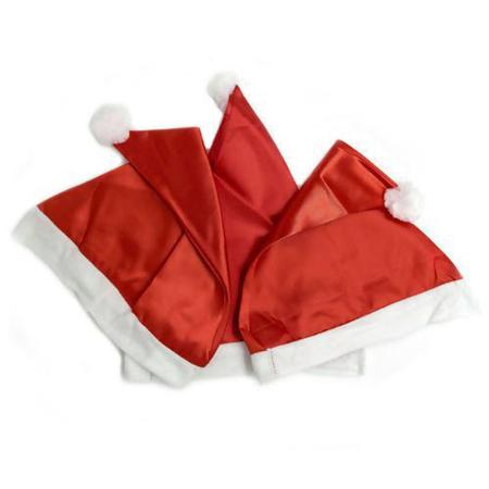 Imagem de Gorro Papai Noel Kit C/ 6 - Cetim - Vermelho E Branco Rmi