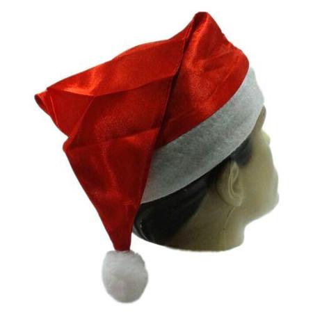 Imagem de Gorro Papai Noel Kit C/ 6 - Cetim - Vermelho E Branco Rmi