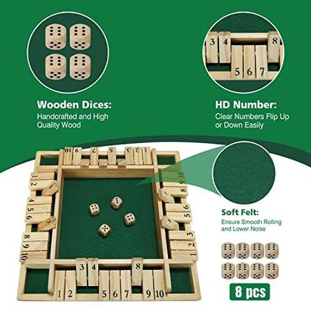 Compra online de Feche a caixa de madeira matemática tradicional pub jogo  de dados viagem 4 jogadores