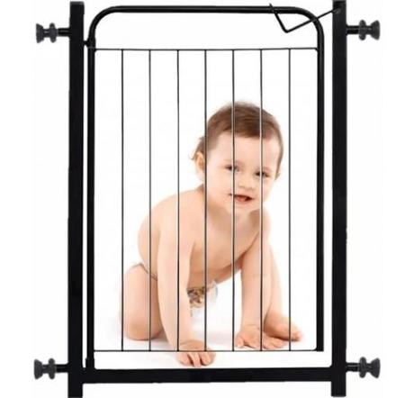 Imagem de Grade De Proteção para Pet Cães Bebês e Crianças Para Portas Portão - 80cm Preto