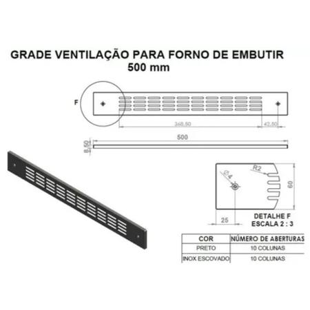 Imagem de Grade de Ventilação Forno de Embutir Inox Safanelli