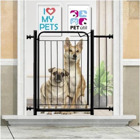 Imagem de Grade Para Porta Portão Portãozinho Pet Cachorros Criança Bebes Segurança Proteção 78 a 92 Cm