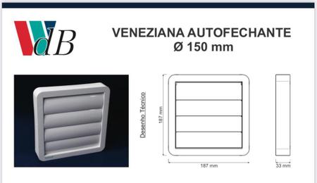 Imagem de Grade Veneziana Gr Autofechante de Ar diâmetro tubo 15cm Ventokit