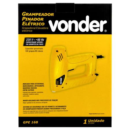 Imagem de Grampeador Pinador Profissional Eletrico de Madeira Vonder Gpe 168  220v