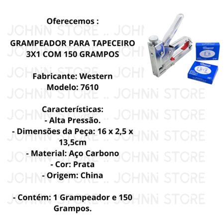 Imagem de Grampeador Profissional Tapeceiro De Alta Pressão P/ Madeira Forro PVC Couro Tecidos MDF - 7610