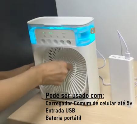 Imagem de Grande Turbo Ventilador Climatizador Portátil com Umidificador De Ar efeito ar condicionado USB