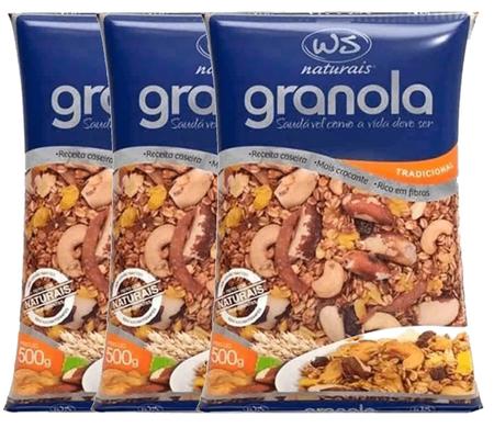 Imagem de Granola Tradicional WS NATURAIS 500g (3 Pacotes)