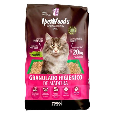 Imagem de Granulado Ipet Woods de Madeira para Gatos - 20 Kg