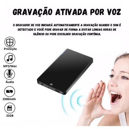 Imagem de Gravador De Voz Cartão Espiao Espia Micro Escuta 32g